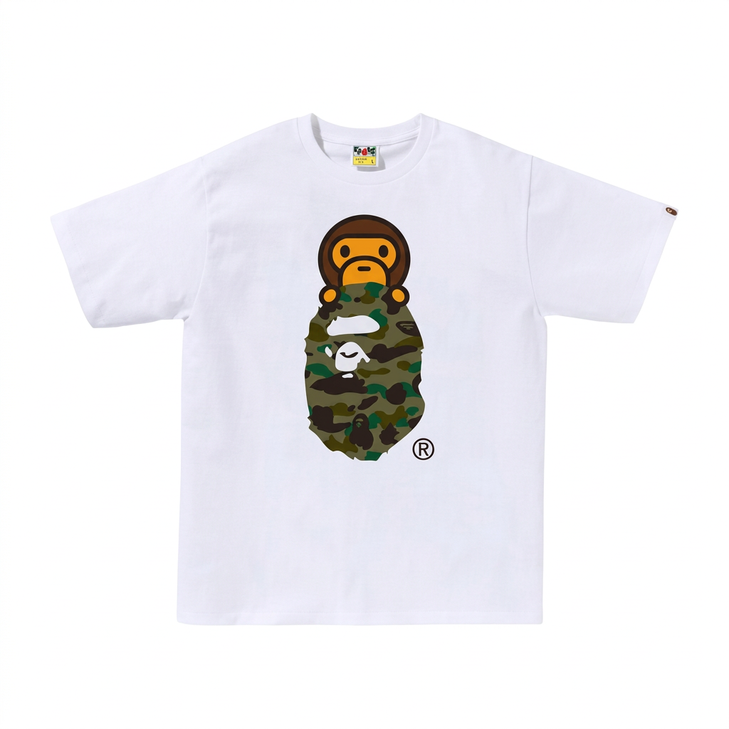 BAPE 1st Camo Milo On Ape Head T-Shirt Weiß/Grün