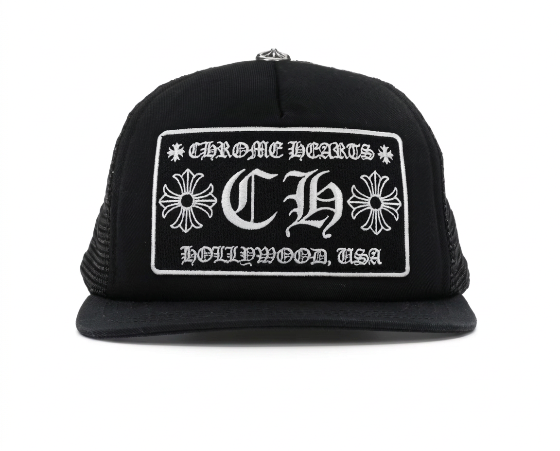 Truckermütze Chrome Hearts CH Hollywood schwarz/schwarz