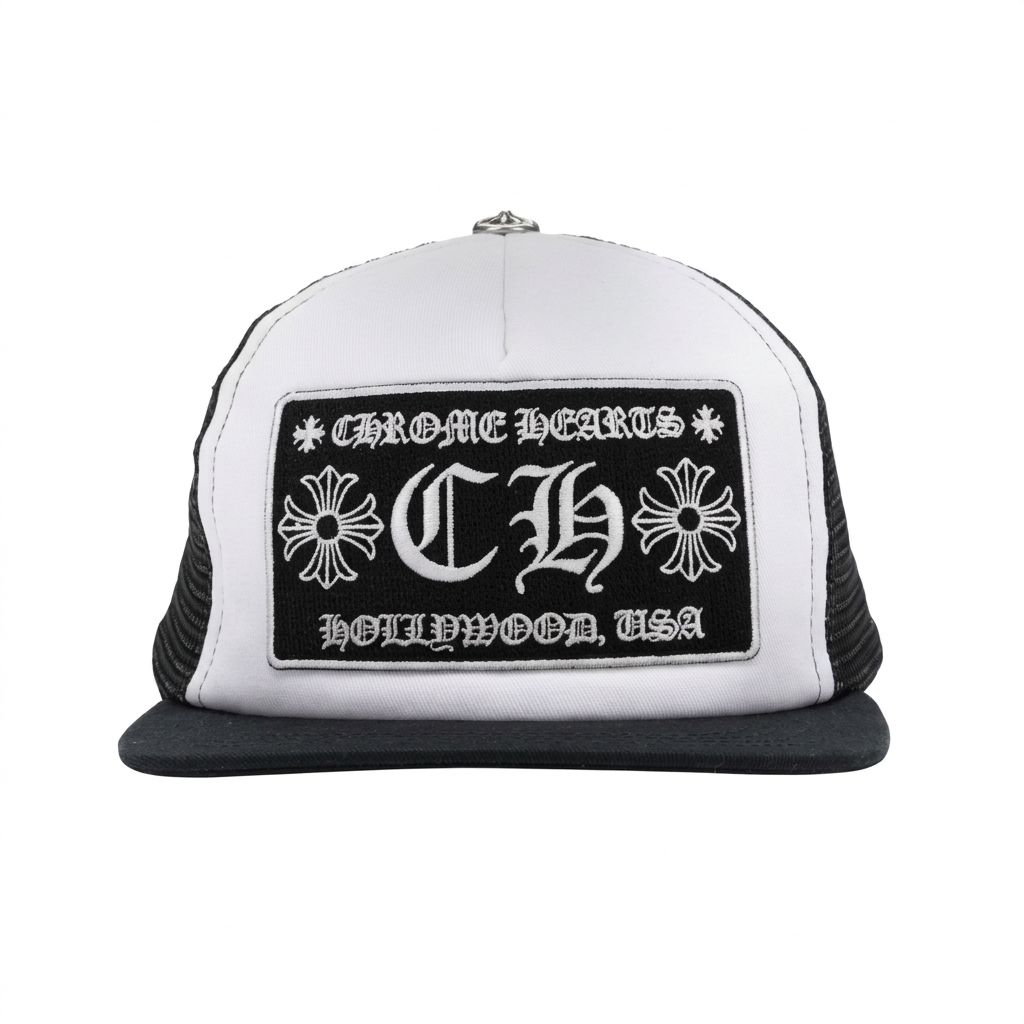 Truckermütze Chrome Hearts CH Hollywood schwarz/weiß